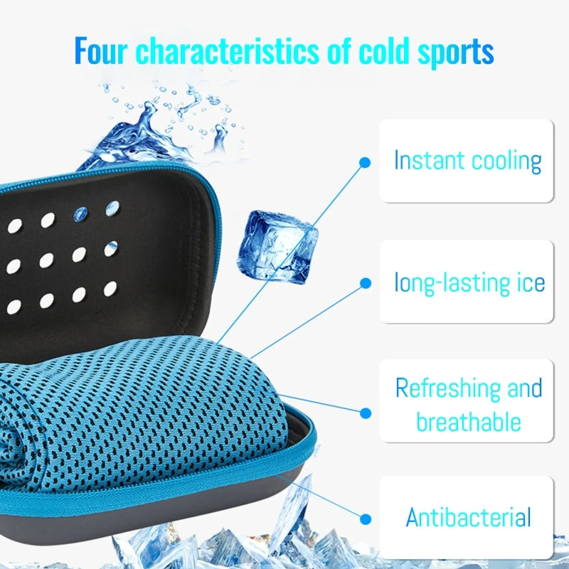 Quick Drying Cooling Towel Soft Breathable Chilly Sweat Absorption Cold Towel with Storage Box Sports Running Yoga Gym Club