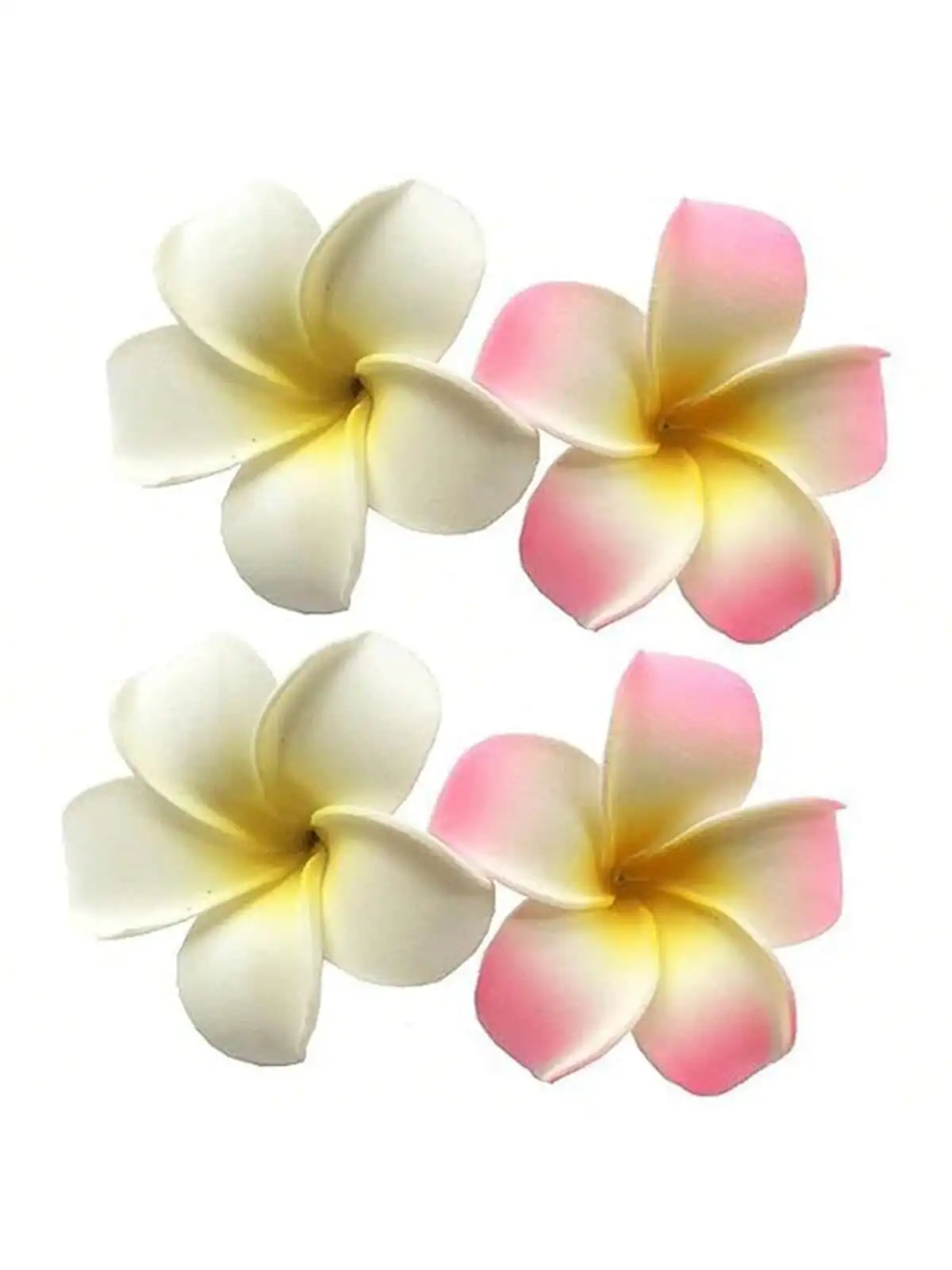 

4 Pcs Fashion 7cm Foam Hawaiian White Pink Head Flower Hat Hair Clips Party Beach Wedding Party Decoration Hair Accessories Gift