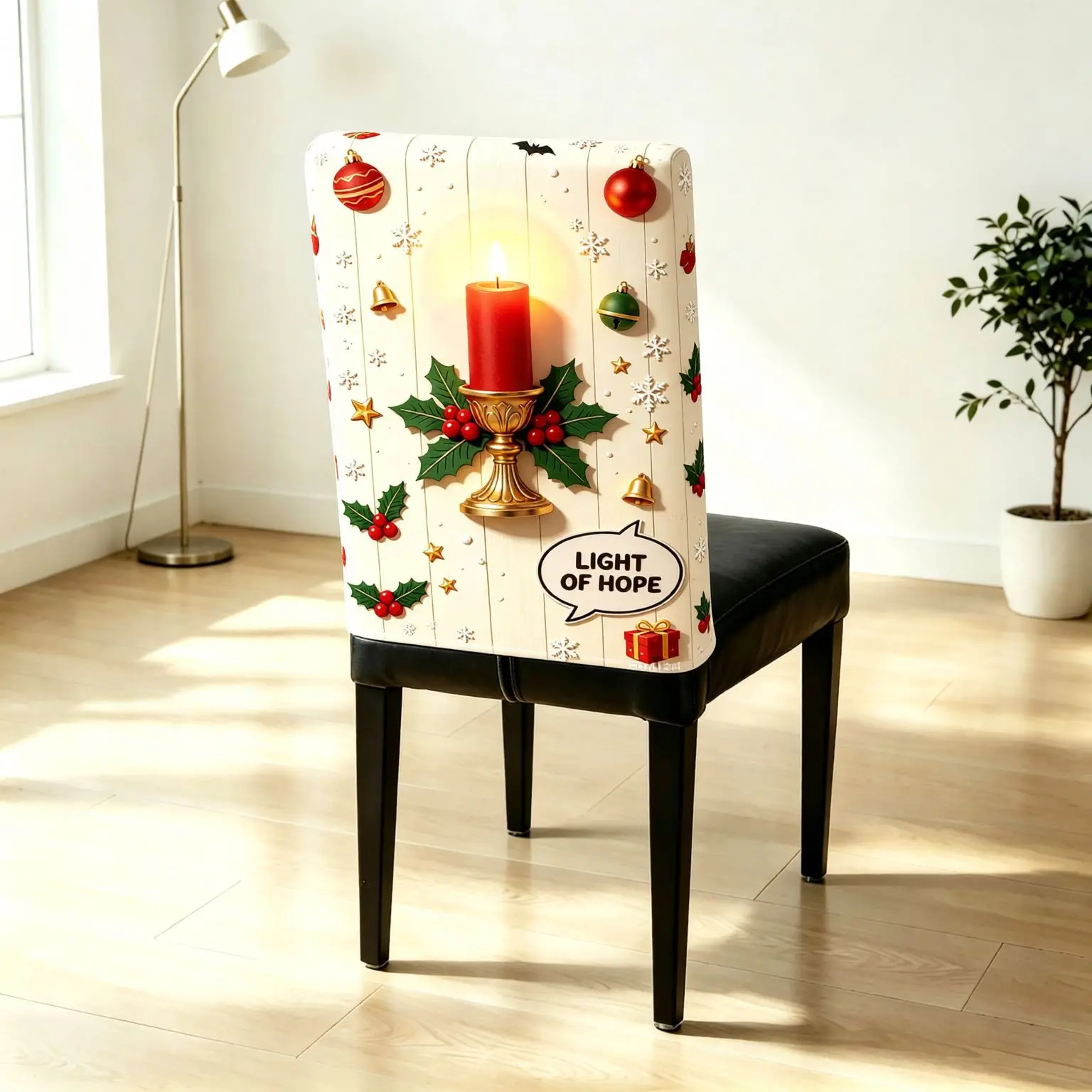 VIKAMA vintage santa claus retro linen chair covers stretch removable washable 2/4/6 pcs set family gathering festive home decor