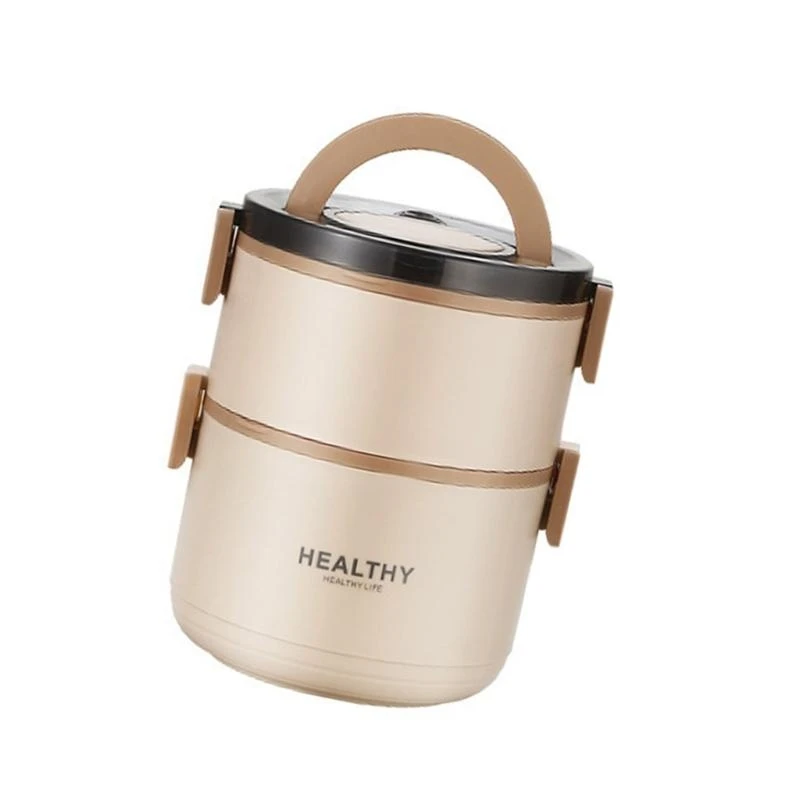 

J0MC Portable 304 Nonrust Steel Insulated Lunch Storage Box With Foldable Utensils