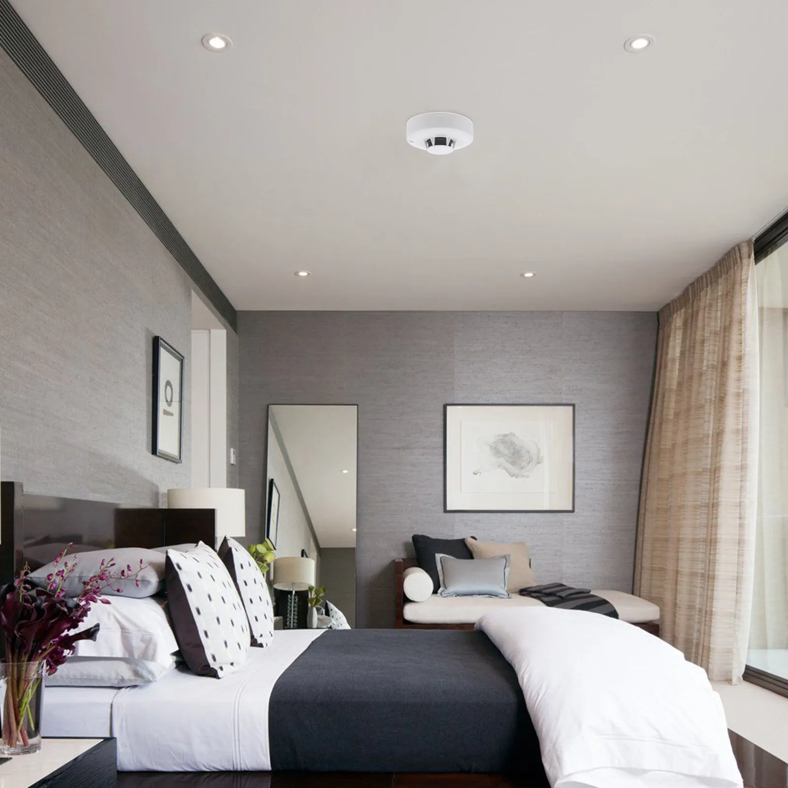 

Датчик дыма с фотоэлектрическим сенсором, 85 дБ, мигающий красный светодиод для дома, ресторана, банка, офиса, школы