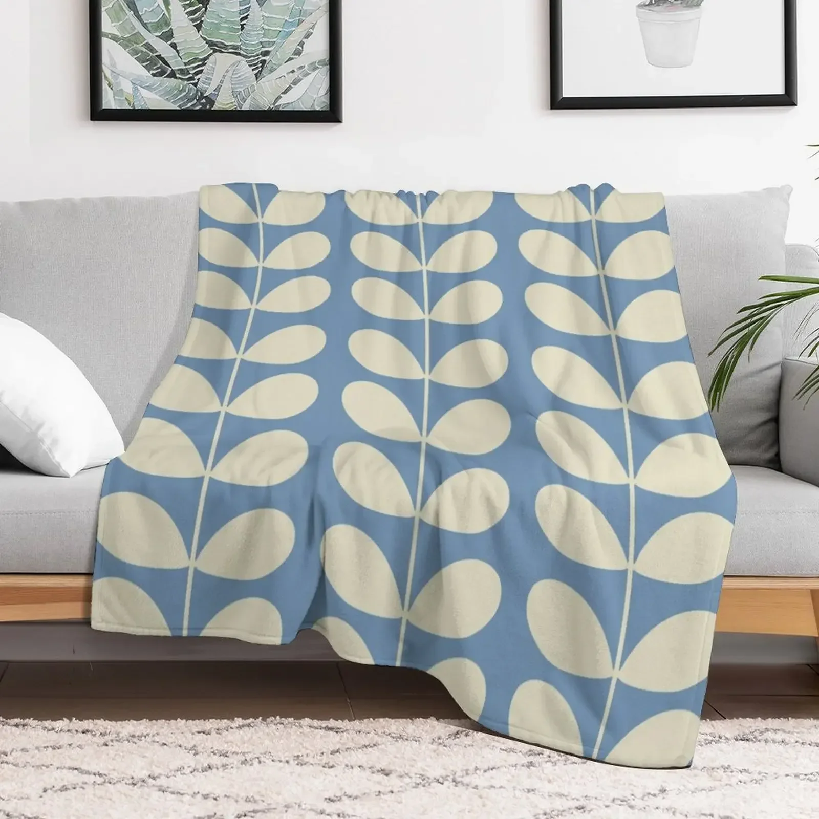 

orla kiely multi stem,blue,white, kiely pattern,orla kiely design Throw Blanket christmas gifts Shaggy Blankets