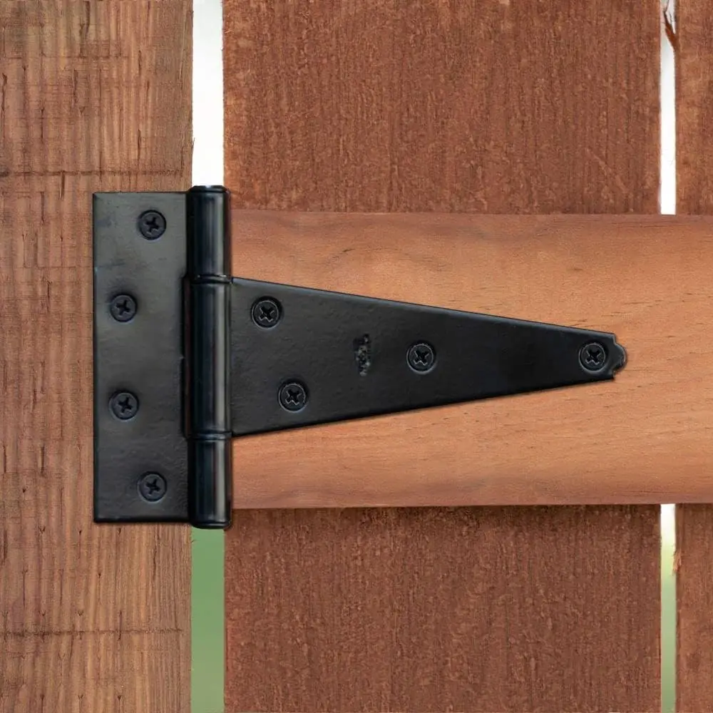 N129-155 V286 Extra Heavy T Hinges in Black, 2 pack,6 Inch