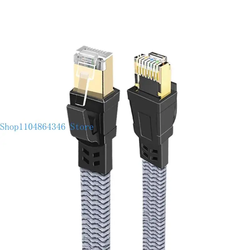 5asd Flexible Shielded Cat8 Ethernet Cable 40Gbps 2000MHz Flat Braided RJ45 Cord