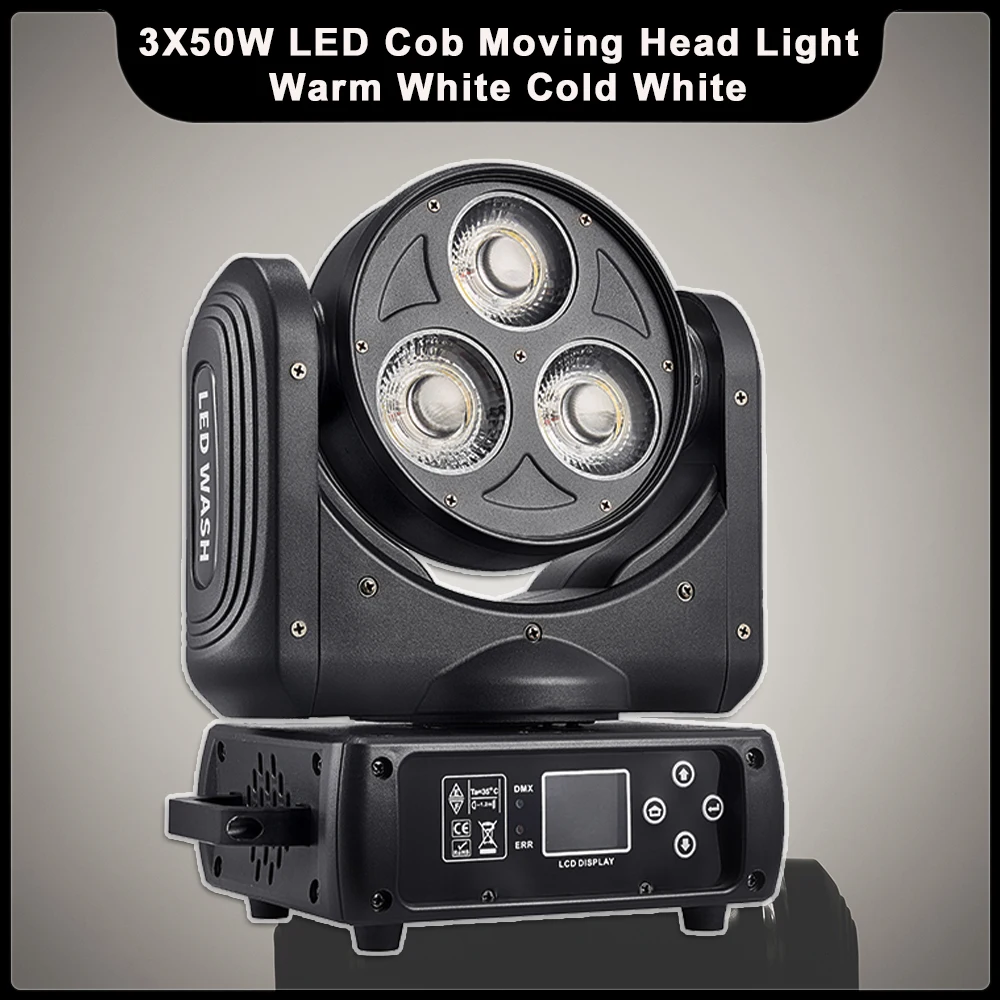 3X50W LED COB Moving Head Light Warm/Cold White High Brightness Strobe Effect DMX 12CH For DJ Disco Wedding Party Stage Effect