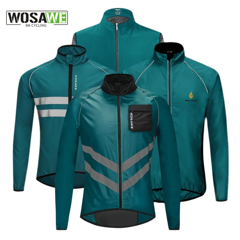 WOSAWE Men's Cycling Jacket High Visibility MultiFunction Jersey Road MTB Bike Bicycle Windproof Quick Dry Rain Coat Windbreaker