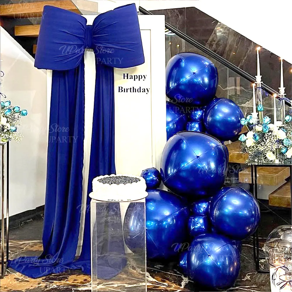 

14Pcs Royal Blue 4D Balloons 10-32inch Metal Gold Silver Round Foil Balloons for Birthday Baby Shower Wedding Christmas Decor