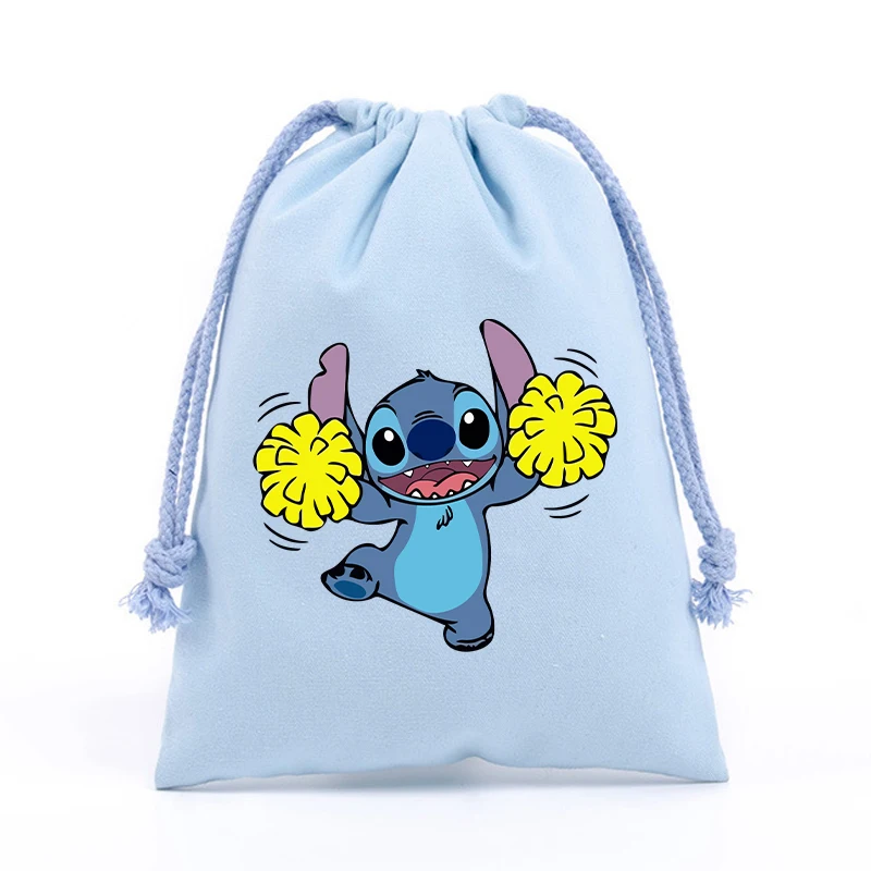 Cute Stitch Drawstring Pockets Kawaii Disney Cartoon Storage Bags Boys Girls Tote Bag Kids Sports Travel Bags Children Handbag