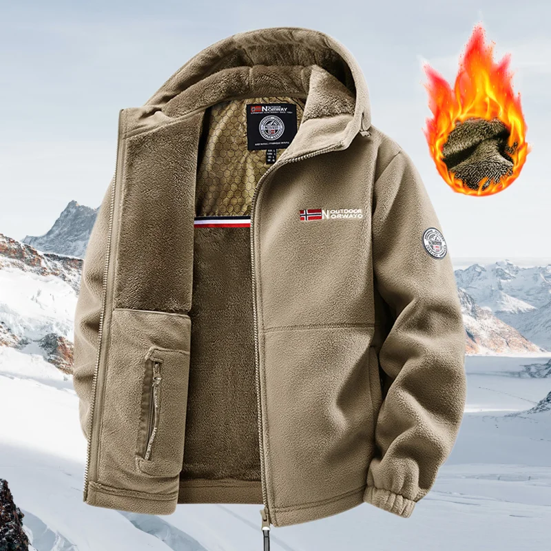 

Мужская куртка с подогревом, зимняя флисовая куртка, мужская повседневная утолщенная шерстяная куртка, спортивный дизайн, теплая модная куртка с капюшоном, зимний лыжный костюм