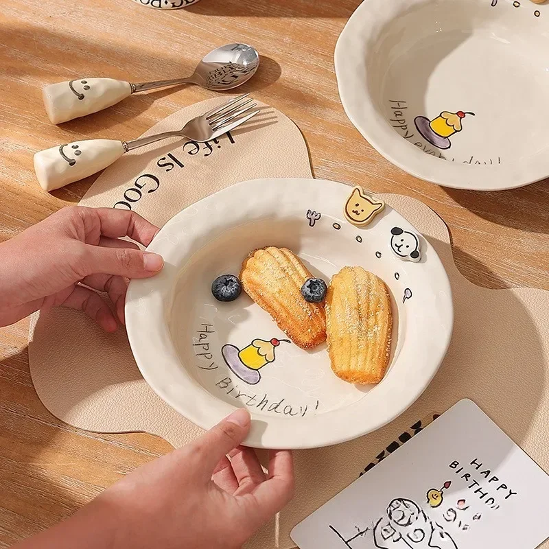 high-end ceramic plate, especially beautiful breakfast plate, dessert plate, household vegetable , exquisite fruit