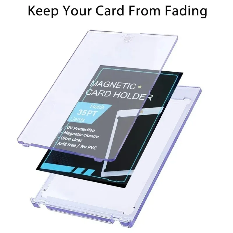 35pt suporte magnético photocard kpop ídolo protetor de cartão de foto uv caso de exibição cartão de negociação anime jogo estrela cartão um toque titular