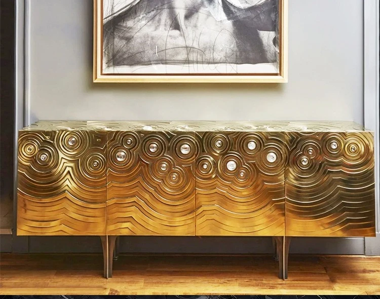 خزانة جانبية إيطالية فاخرة من الفولاذ المقاوم للصدأ مصممة لخزانة تخزين إبداعية فيلا فاخرة