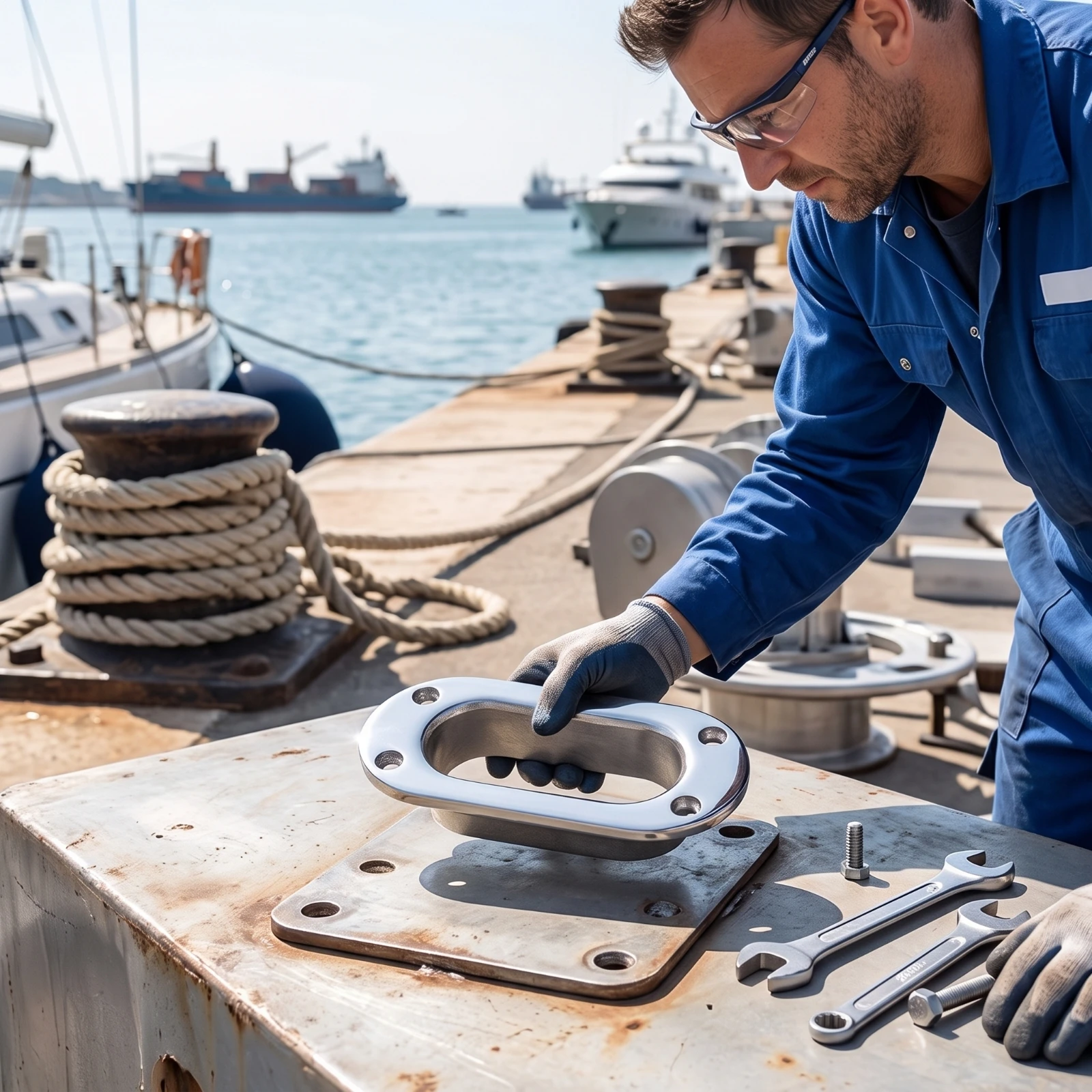 Marine Fairlead Low-Profile Deck Fairlead Boat Rope Guide Corrosion-Resistant Heavy-Duty for Sailors, Boats, Yachts
