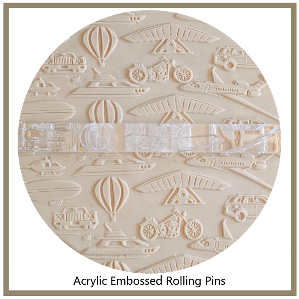 Luxury Means Of Transportation Create A Beautiful Pattern On Your Dough Acrylic Textured Rolling Pin