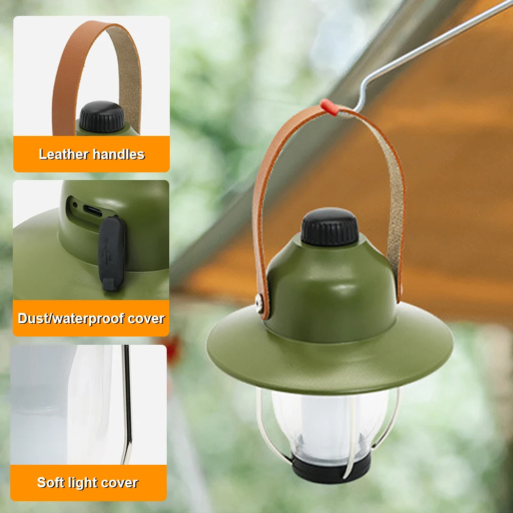 Camping Tent Light Portable LED Campsite Lantern Waterproof Night Lamp Support 3 Color and Stepless Dimming for Tent Hiking