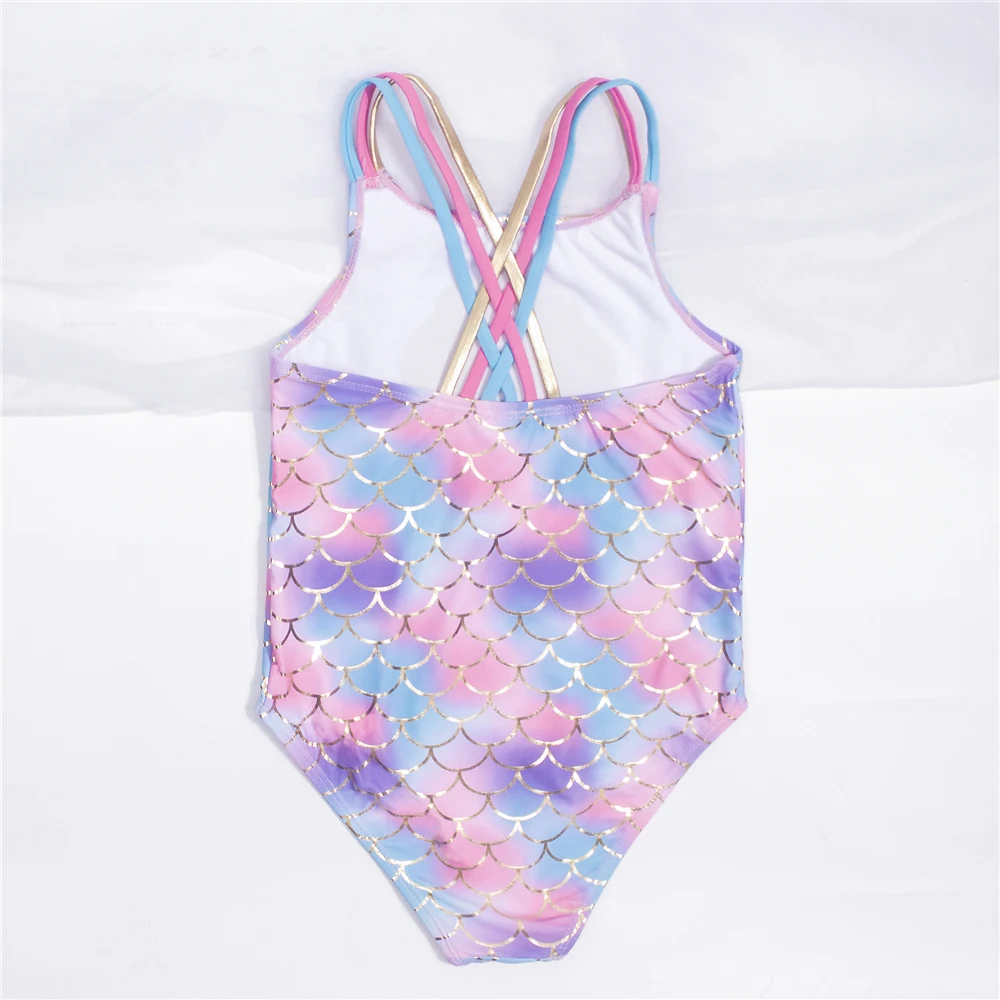 3-14Years Girls Kids Swimsuit 2025 Embroidery Children Girl One Piece Swimwear Fishscale Swimming Suit Beachwear Monokini A306