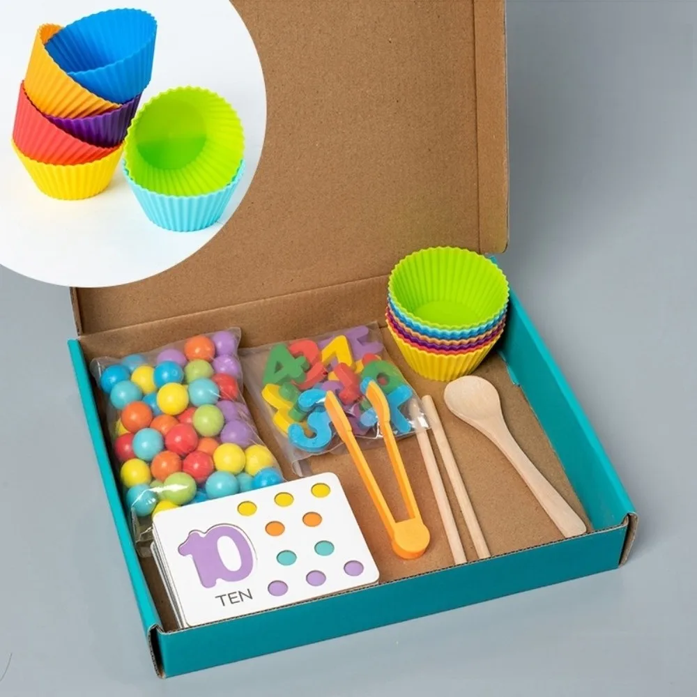 Perles à Clip en bois, éducation précoce, perles colorées assorties, jeu d'entraînement à la motricité Fine, tri des couleurs arithmétiques