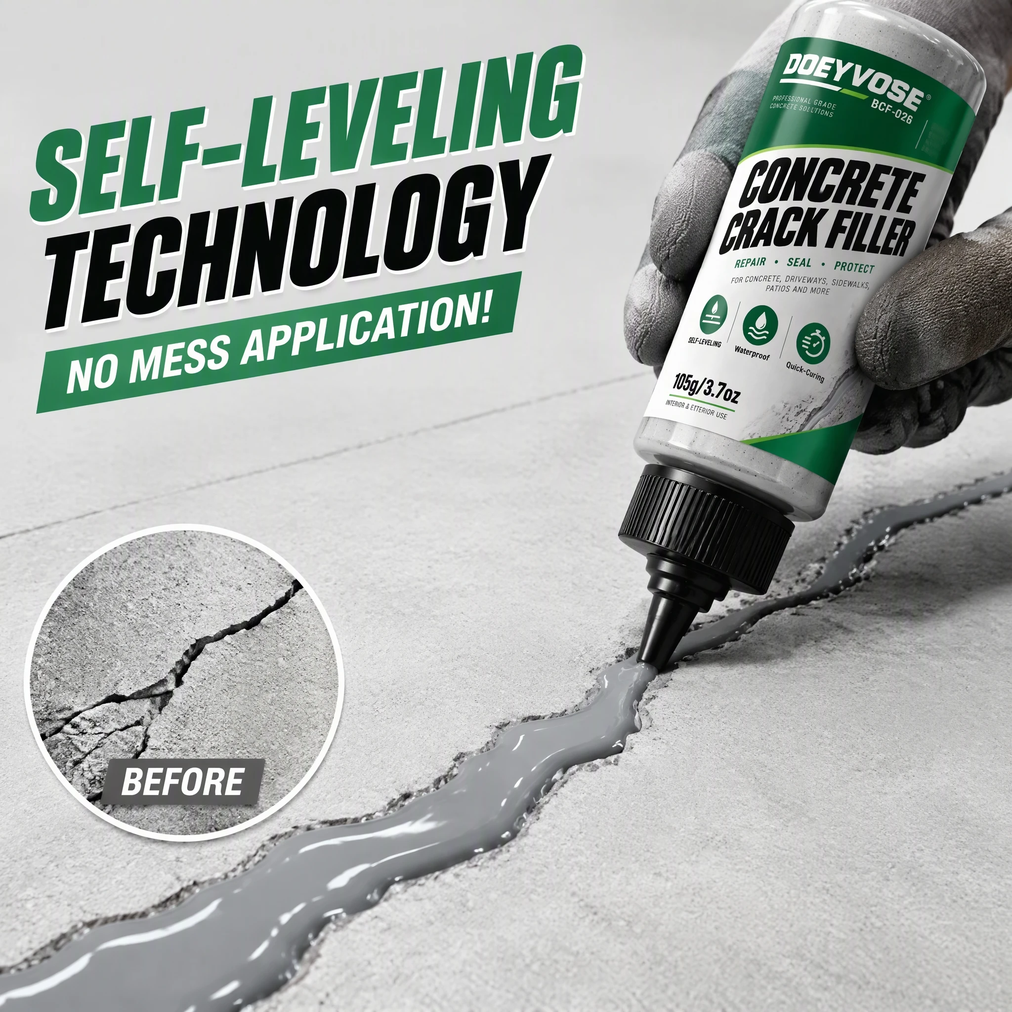 105g Bottle Water-based Potting Compound, Quick Dry Concrete Filler for Indoor Crack Repair