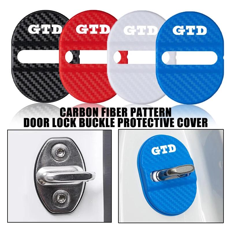 

4pcs Car Door Protection Lock Cover Carbon Fiber Patterned For Volkswagen GTD GOLF 6 VI MK4 MK5 MK6 MK7 MK8 GTR CC Jetta