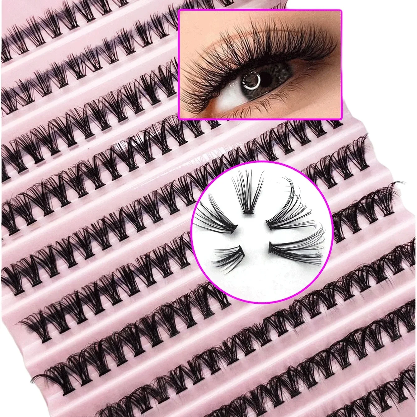 200개입 가볍고 풍성한 속눈썹 연장 키트, C/D 컬, 8-16mm, 내추럴 & 코스프레 스타일, 간편한 DIY & 재사용 가능, 가정용으로 완벽