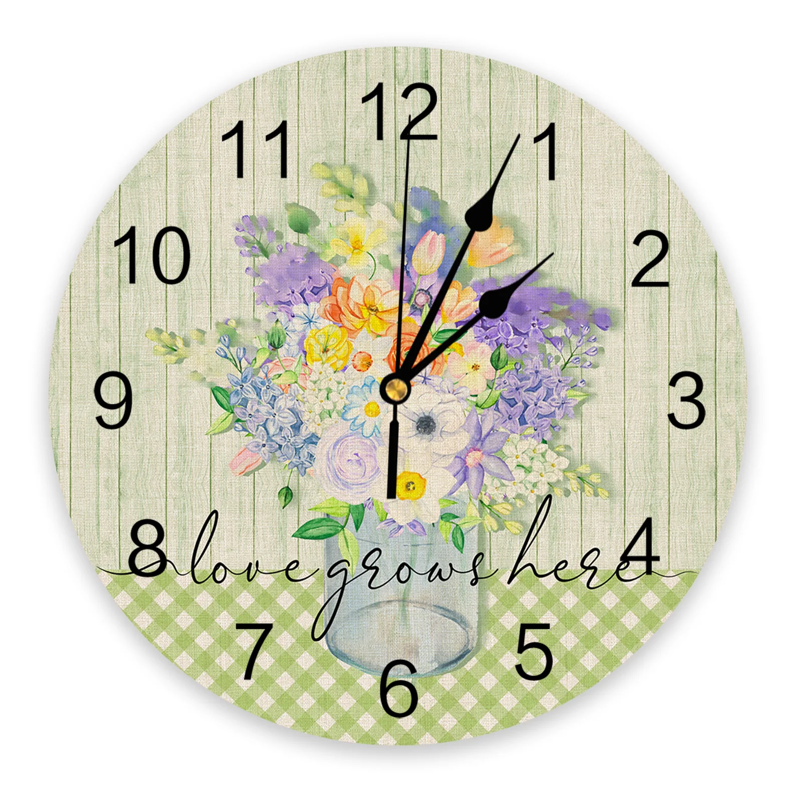 

Spring Flowers Chrysanthemums Hydrangeas Large Wall Clock Dinning Restaurant Cafe Decor Round Wall Clocks Silent Home Decoration