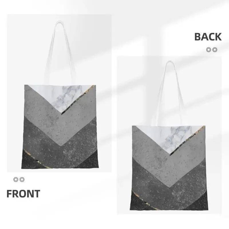 Kawaii Marble Gray Copper Black Gold Shopping Tote Bags Reusable Abstract Pattern Canvas Groceries Shopper Shoulder Bag