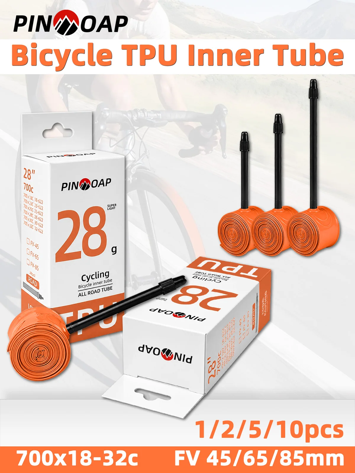 AliExpress pinmoap PINMOAP 1/2/5/10PCS TPU Bicycle Inner Tube For Road Bike 700x18-32c Bicycle Tube For Road Emergency Spare Replacement Accessory