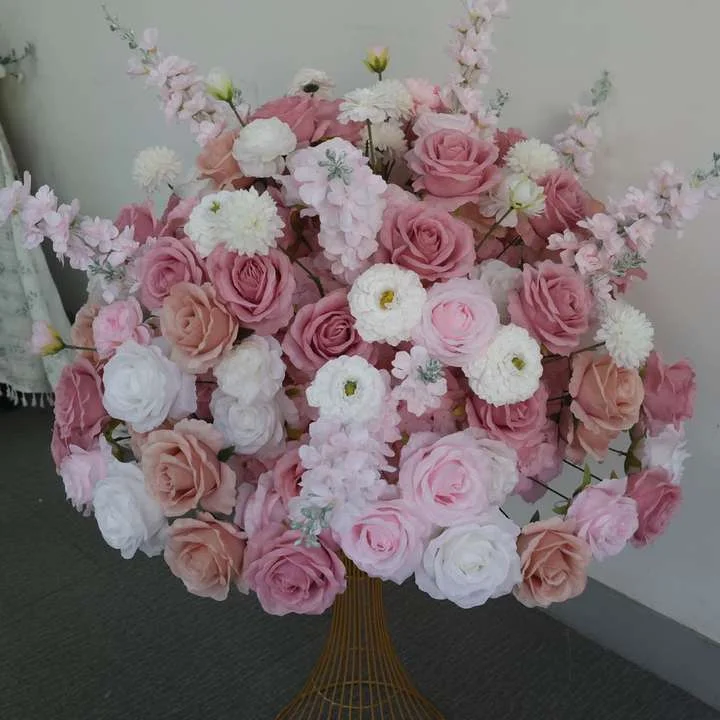 الفاخرة الأبيض روز ساكورا الزفاف استقبال كرة زهرية محور لطاولة اكسسوارات الديكور ترتيب الأزهار الحدث الدعامة