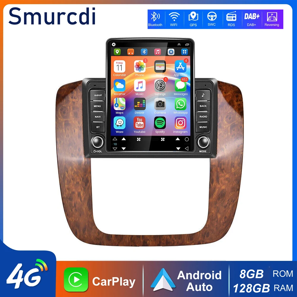 9.7 Inch Android 16 Carplay Auto For GMC Yukon Chevrolet Tahoe Suburban 2008-2012 Multimedia Radio Car GPS Navigation Stereo