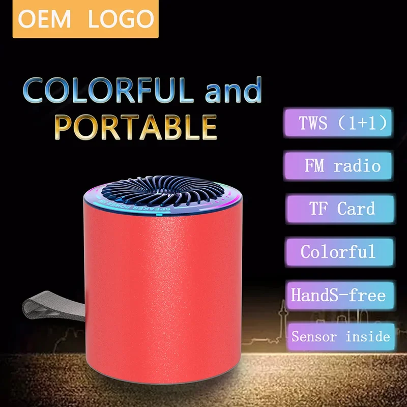 VTE M7 Portable Speaker Metal Compatible Bluetooth TWS Stereo Sound FM Radio with Mic RGB Light  Outdoor Travel