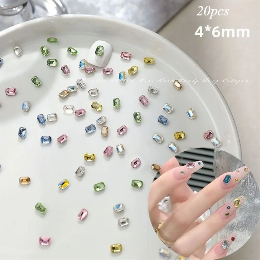 20pcs Nail Art Rectangular Diamond Nail Art Diamond Colorful Octagonal Mixed Special-shaped Diamond Nail Art Accessories