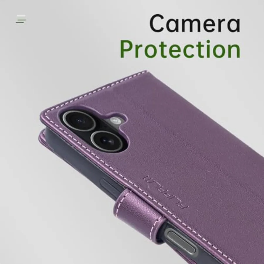 حافظة محفظة لهاتف آيفون 17 مع حامل بطاقة الائتمان من جلد البولي يوريثان ومسند قابل للطي وغطاء حماية مضاد للصدمات لهاتف أبل 17 #5