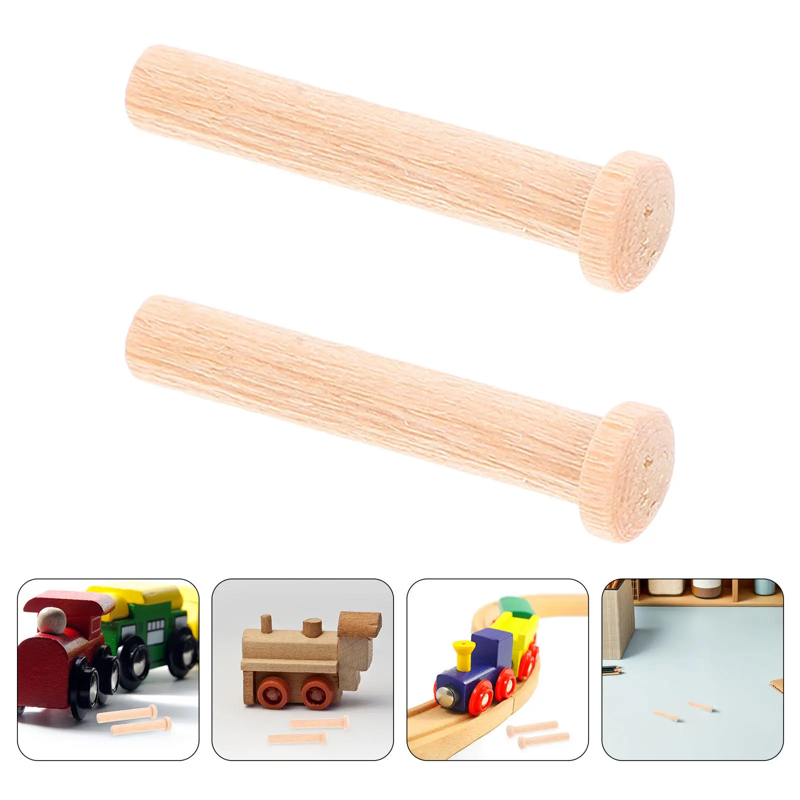 

30Pcs Mini Wooden Dowel Pins Hardwood Round Rivets T Shaped Wood Pegs for DIY Craft Projects Train Wheel Axles Shelf Supports