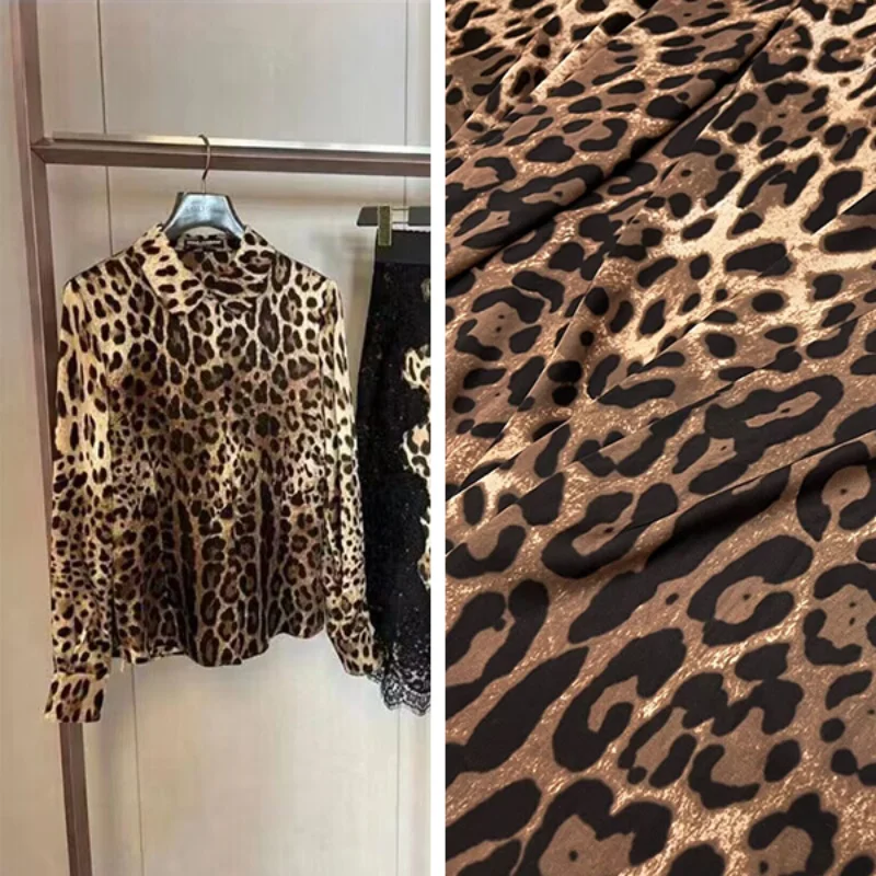 Leopard Printed Poplin Pure Cotton Fabric Brand Fashion Design Soft Polyester Satin Cloth for Dress Diy Sewing Material