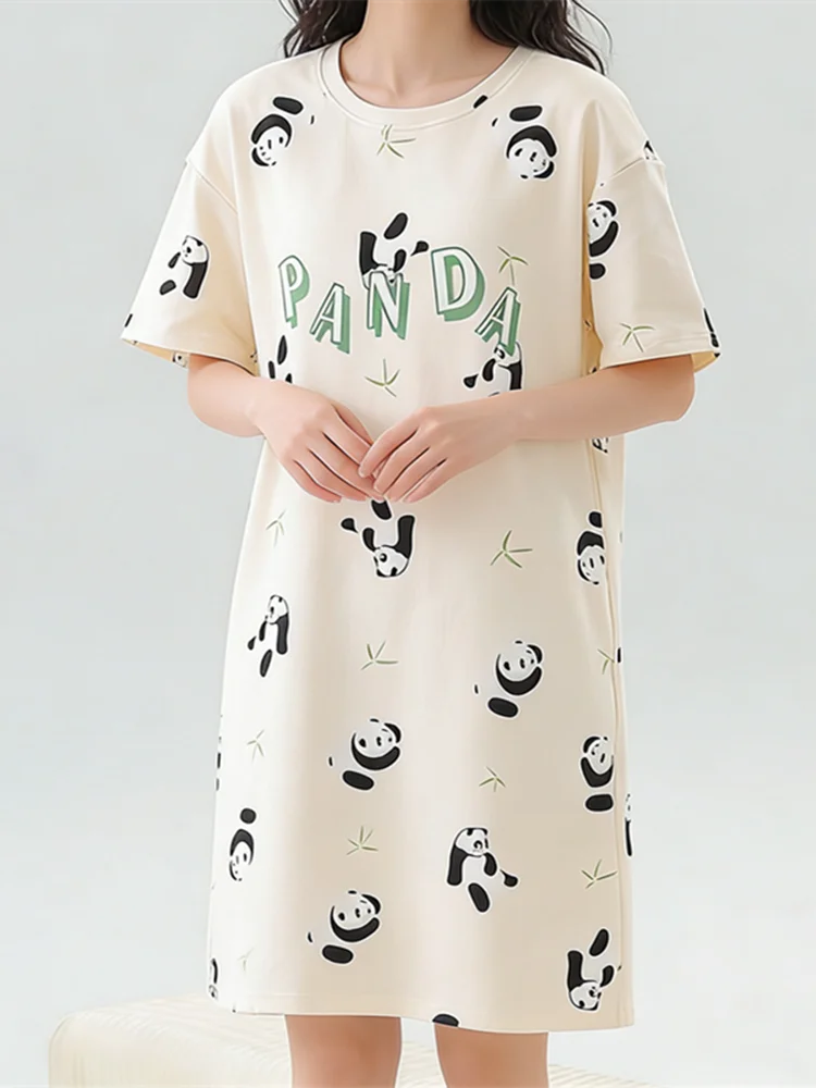 Cute Cat Women's Nightgowns Fashion Night Wear Summer Nightdress Cartoon Femme Sleepwear Plus Size Pijamas Pyjama image 5