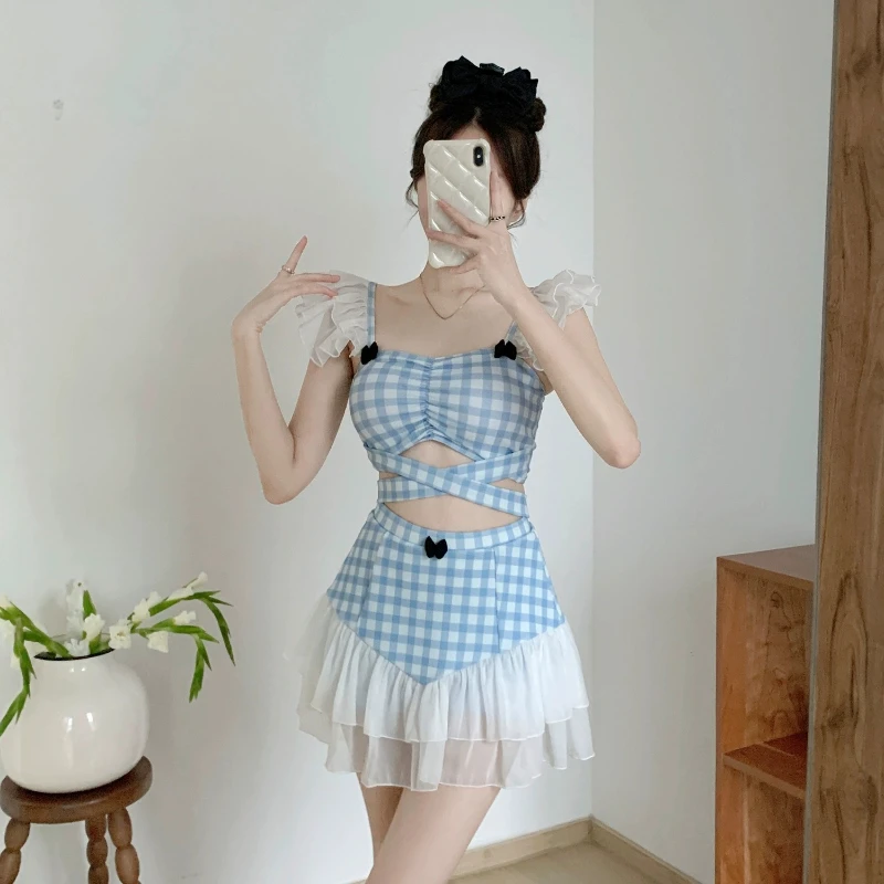 Ladies Slimming Halter Bathing Suit Cute Bowknot Retro High Neck Swimwear Fashion Summer Vacation Pool Party Outfits view 5