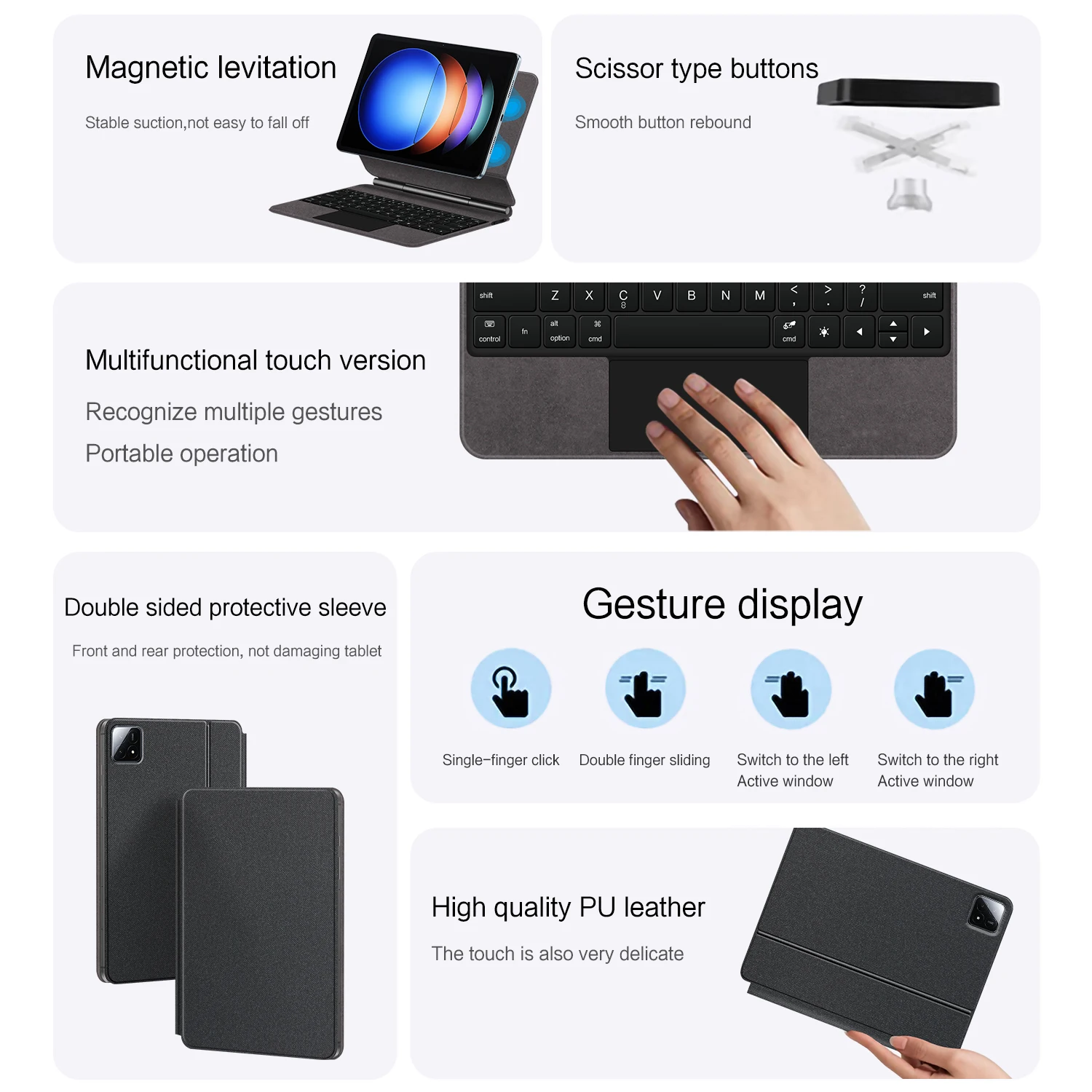 Backlight Magic Keyboard Case Voor Xiaomi Pad 6S Pro 12.4 "Inch 2024 Folio Magnetische Smart Case Arabisch Frans Duits toetsenbord