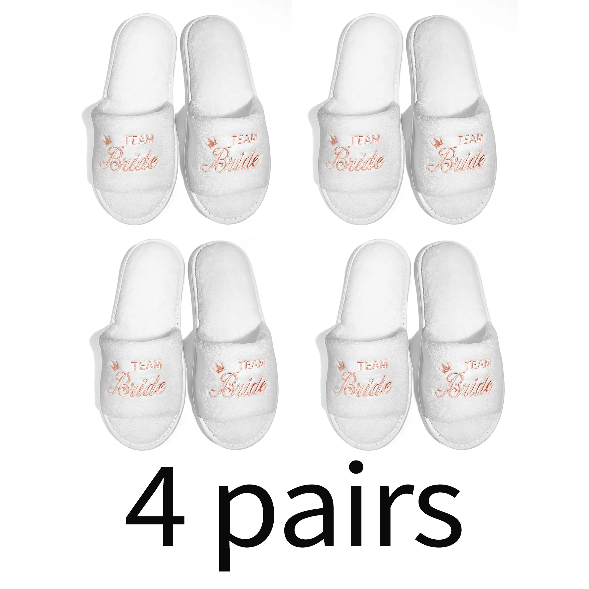 Braut und Brautjungfer, Hochzeit, Party, Gäste, Zuhause, Slip-On-Schuhe, Brautparty-Hausschuhe, offener Zehenbereich mit goldenem, mintgrünem und rosa – Detail 24