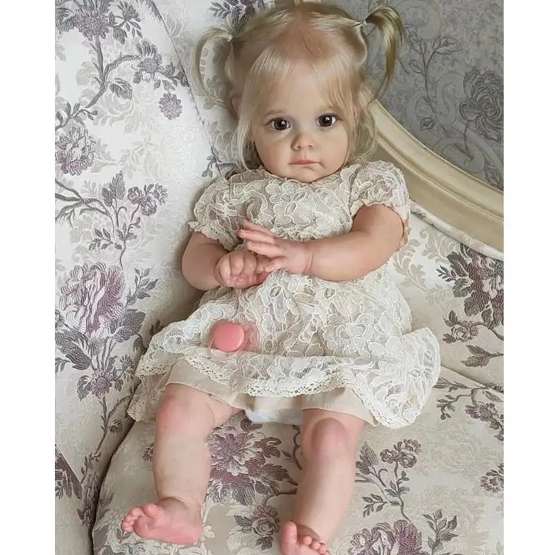 

60CM Reborn Doll Maggie Hand-Detailed Painting with Visible Veins Lifelike 3D Skin Tone Newborn Doll For Children Birthday Gift