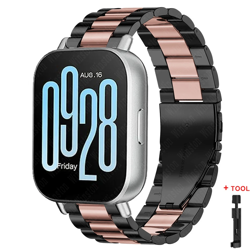 CAOWTAN 22 mm Edelstahlarmband für Redmi Watch 5 Active 5 Lite Metallarmband für Xiaomi Redmi Watch 3 Active 3 Lite Armband 6