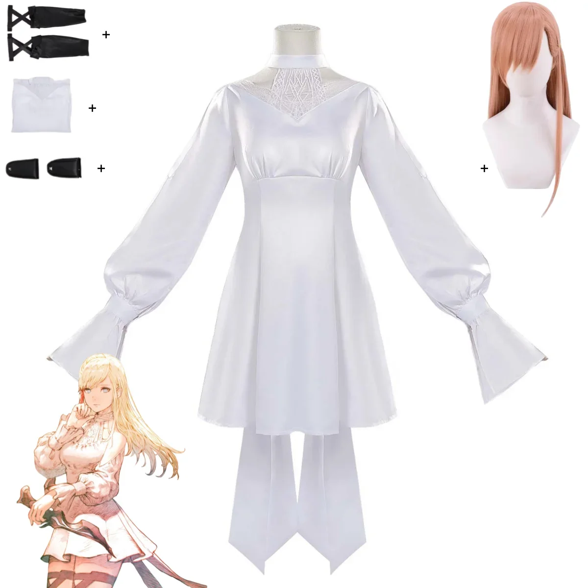 Белое платье принцессы, юбка, парик, женский сексуальный костюм, игра Final Fantasy Xiv:A Realm Reborn Ff14 Ffxiv Ryne Minfilia, карнавальный костюм