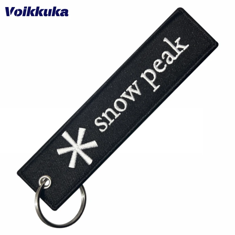 1PC 2PCS 3PCS Set Sale Both Sides Embroidery Snow Peak Black Tag Motorcycle Aviation Keychain Backpack Pendant Accessories