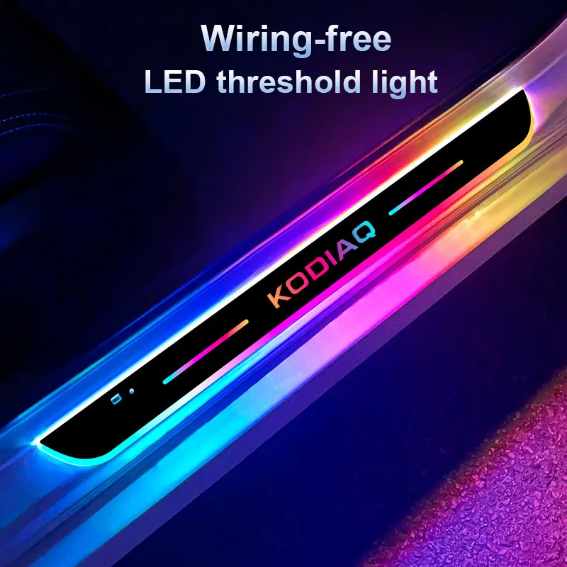 Car door Sill light logo Projector lamp Power Moving LED Welcome Pedal For Skoda KODIAQ car Accessories