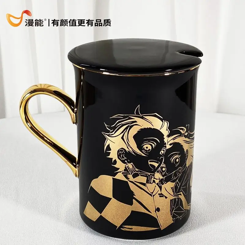 

Ghost Killing Blade Ceramic Mug with Cover Personalized Simple Coffee Cup anime Japanese Animation Peripheral Props