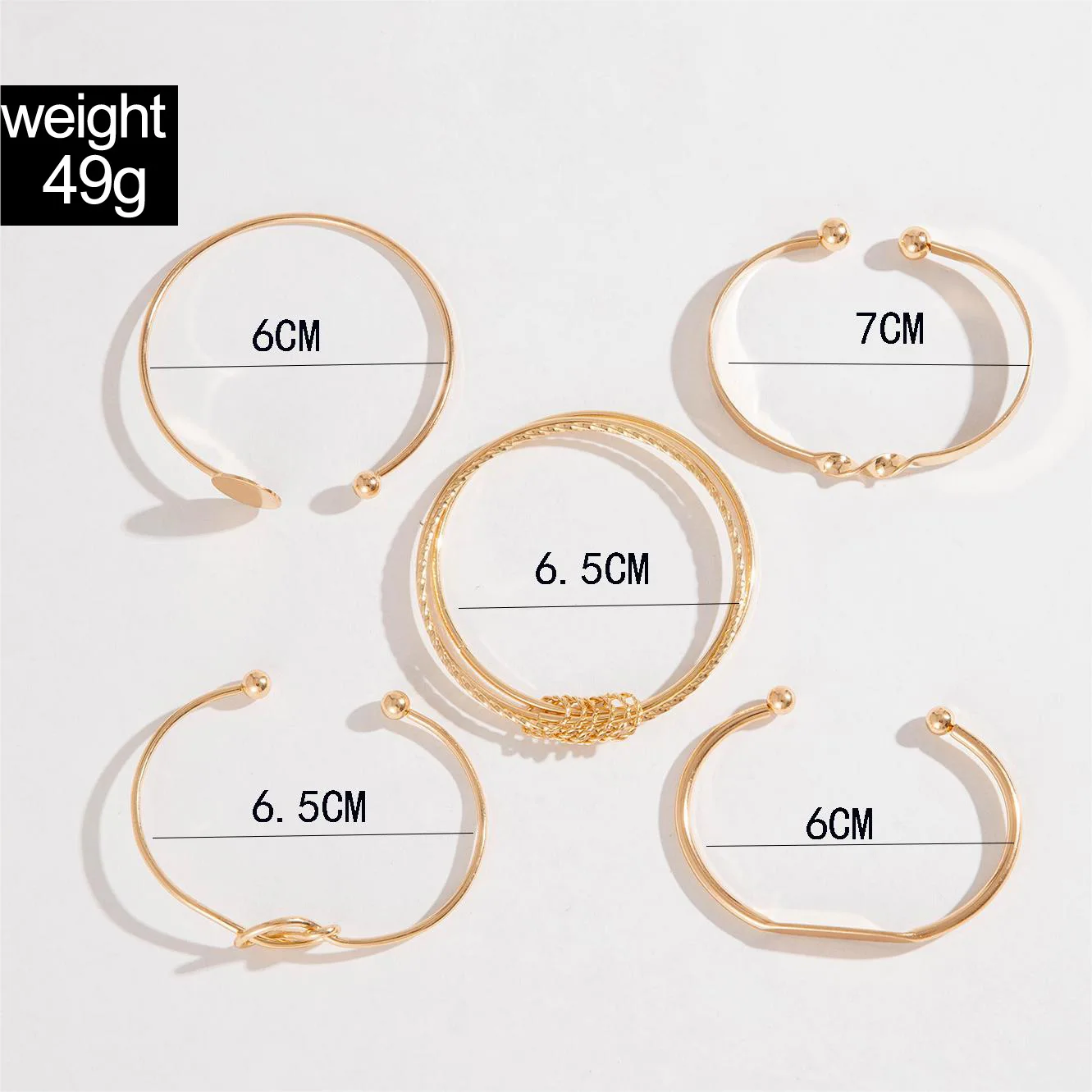 5Pcs/set Personalized Simple Chain Bracelet Retro Fashion Smooth Geometric Open Bracelet Bracelet Set, Suitable for Daily Wear