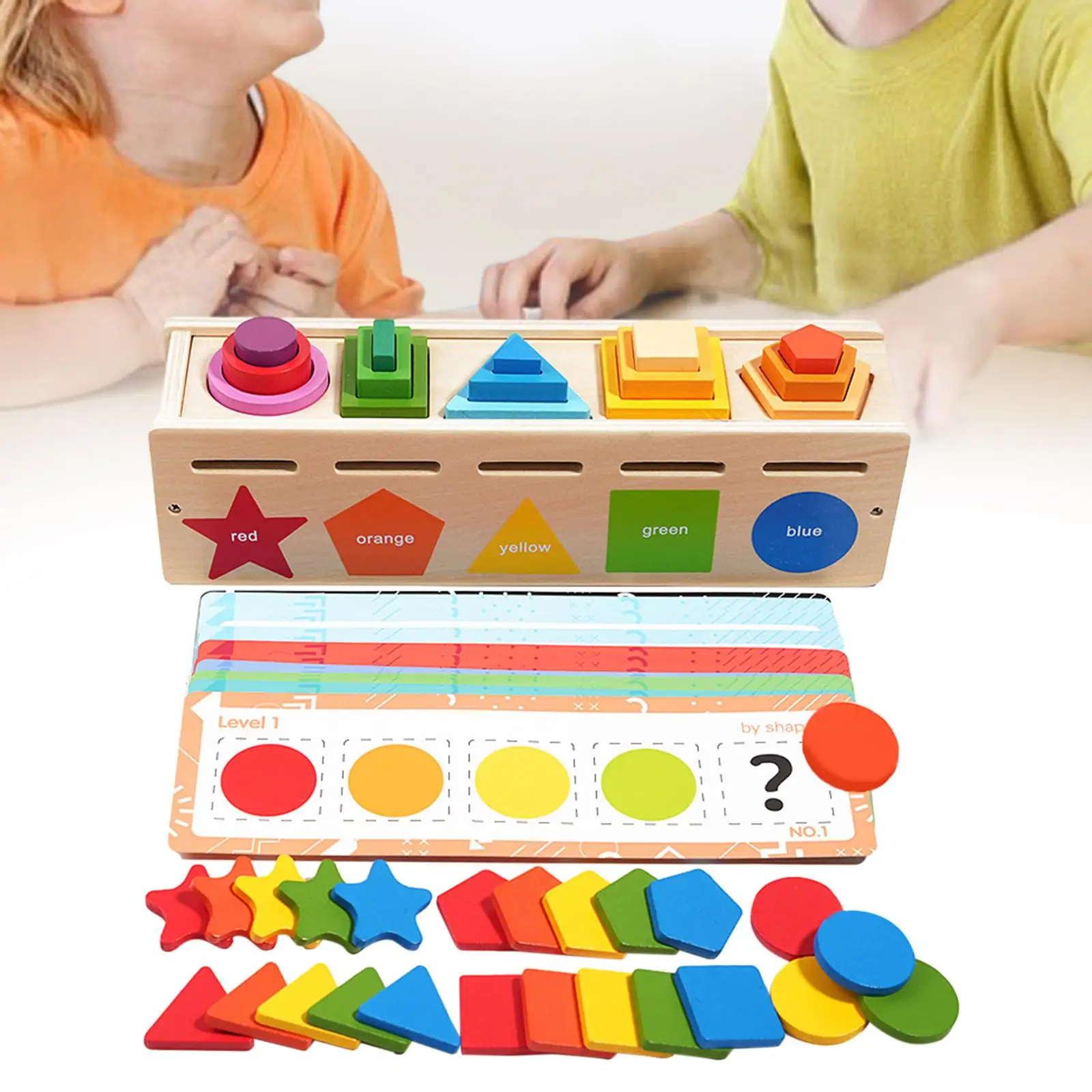 Montessori Shape Color Sorting Toy Montessori Toys Color Shape Sorting Box Game Preschool Learning Toy for Ages 2~4 Children