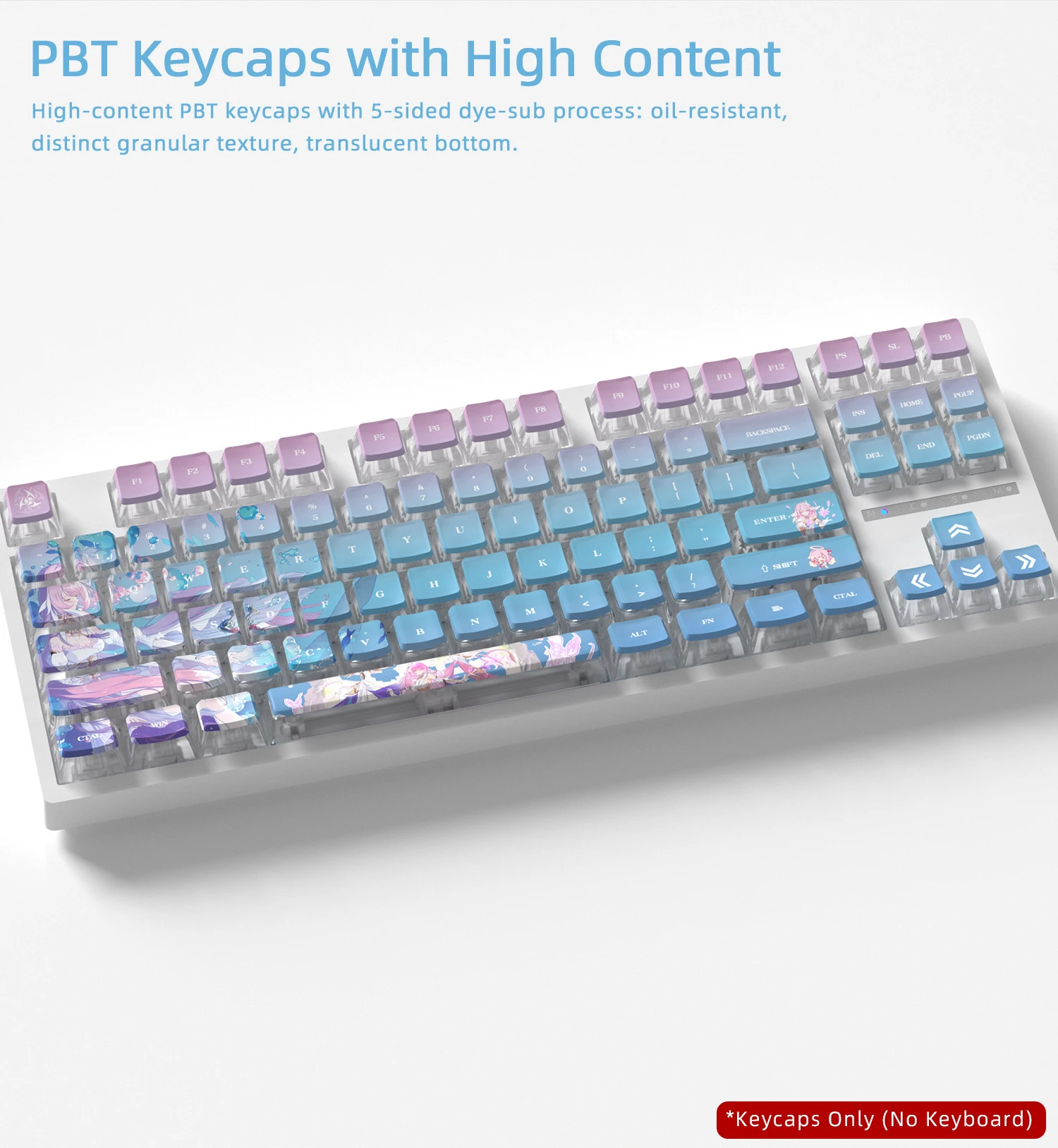 Elysia Four-Sided Backlight Keycaps 132 Keys PBT+PC Material CBSA Profile For MX Switch Mechanical Keyboard ISO ANSI Layout