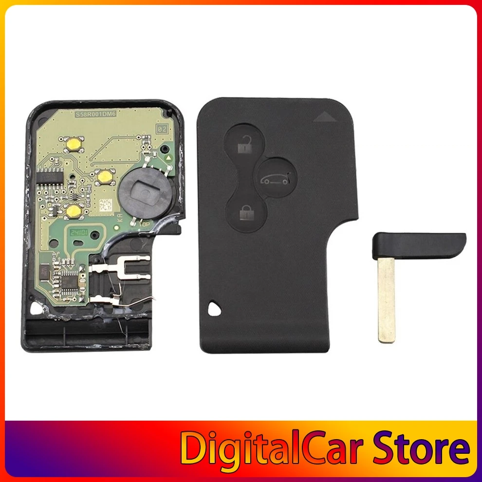 

3 Button with Insert Small key blade Smart Card for Renault Megane Scenic