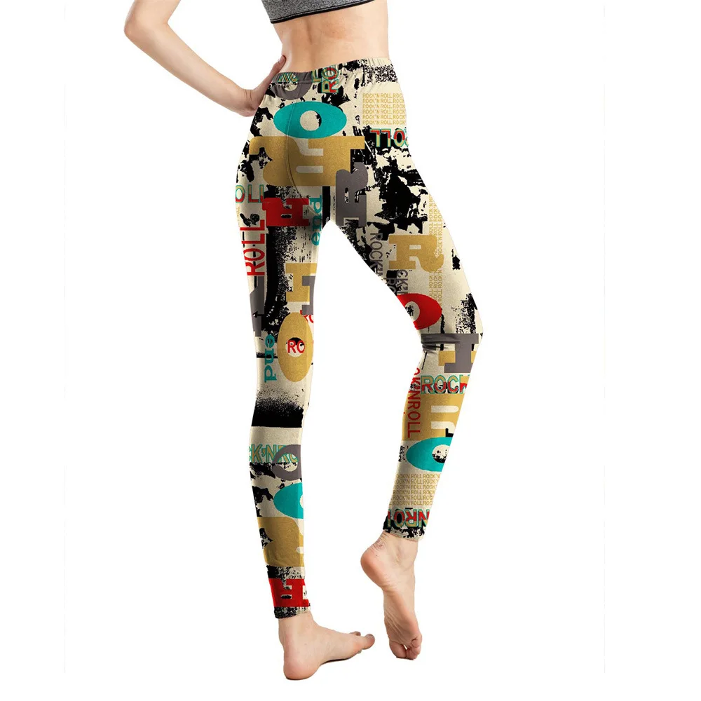 Women Leggings Colorful Digital Print Sexy Leggings Stretch Workout Push Up Trousers Fitness Pants Leg Warmer