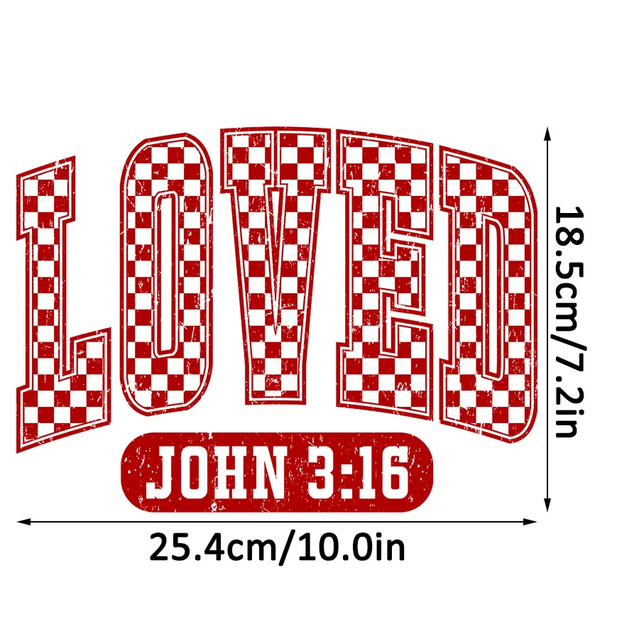 Christian Valentines Day Loved John 3:16 Iron-On Heat Transfer Sticker Decals Patch for T-shirts Sweatshirts Bags Clothing Decor